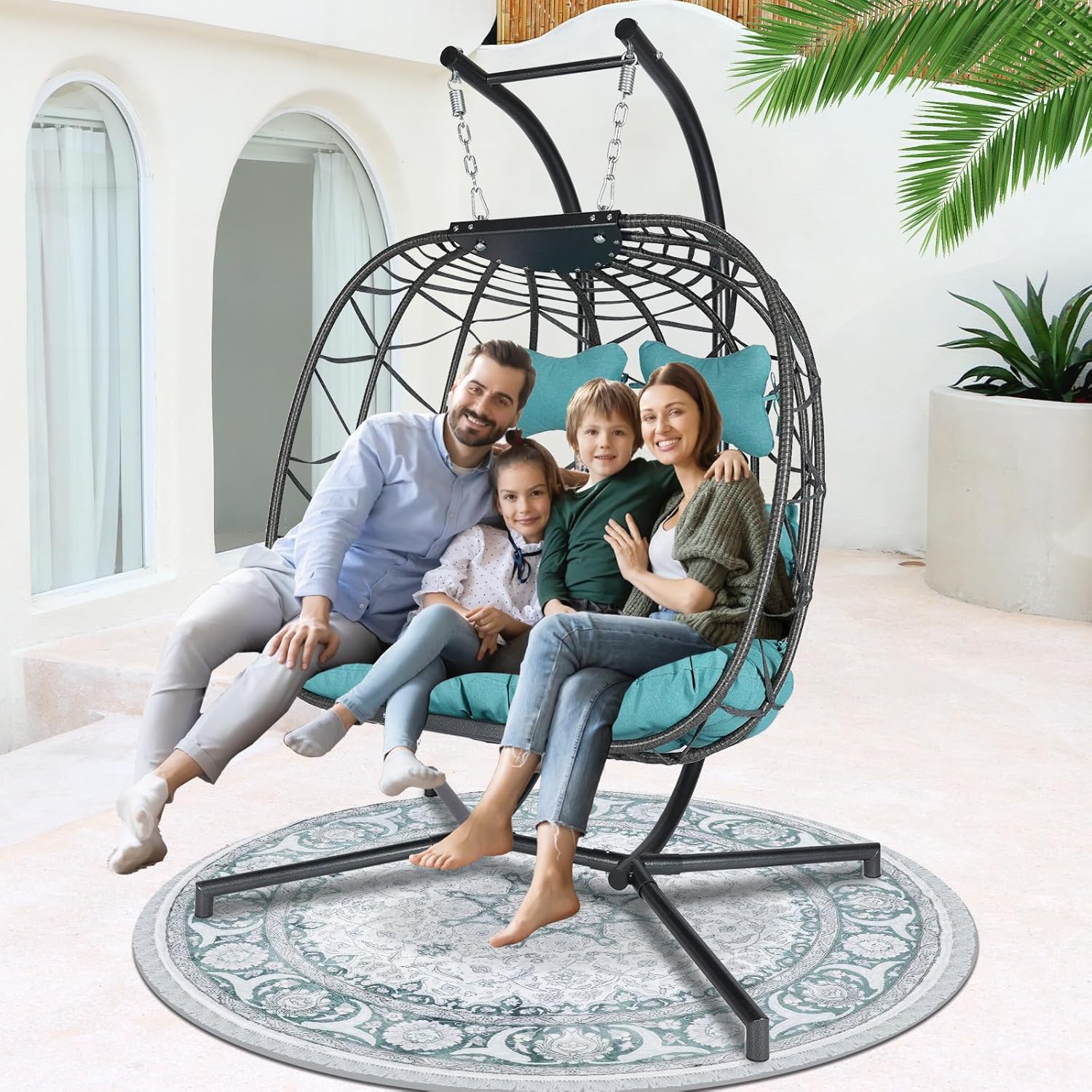 NICESOUL Outdoor Double Swing Chair with Stand