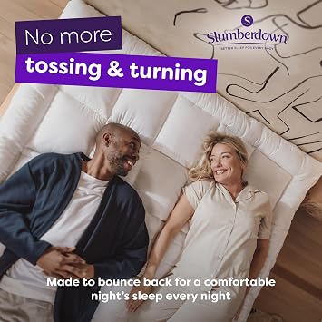 Slumberdown 10cm Box Quilted Mattress Topper Double Bed - Extra Deep & Breathable Topper with Elasticated Straps | Non-Allergenic, Machine Washable & (135 x 190cm)