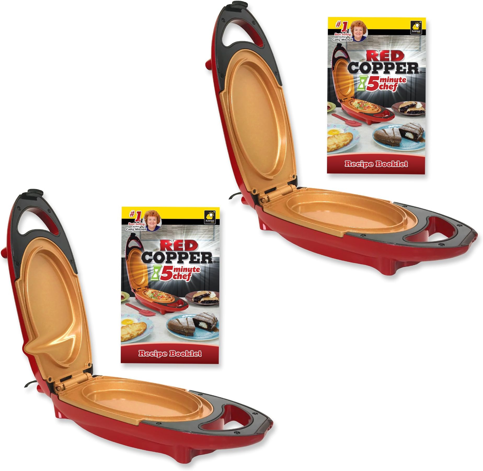 Red Copper 5 Minute Chef by BulbHead Includes Recipe Guide (2 Pack)