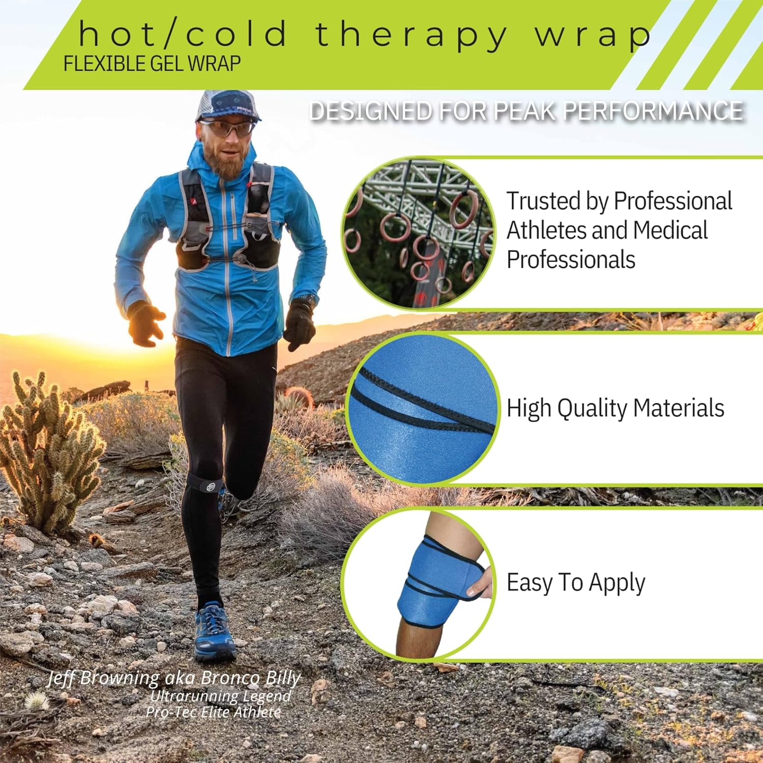 Pro-Tec Athletics Hot/Cold Wrap for Knee and Ankle, Provides Heat and Cold Relief, Dual Strapping System for Compression