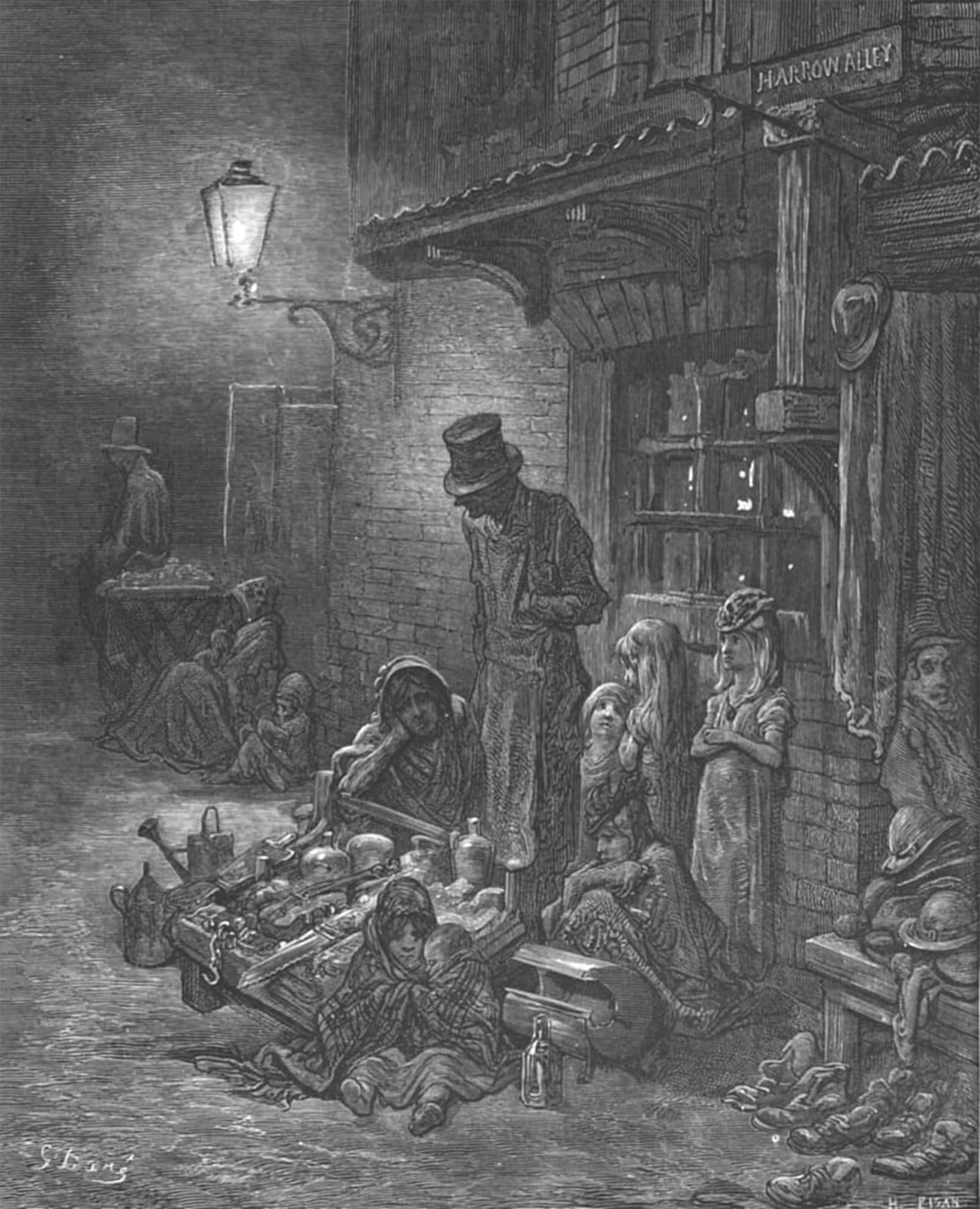 RZHRHJES Abstract Painting Poster Art Print Canvas Print Poster Houndsditch by Gustave Dore Landscape Canvas Painting for Office Decor 60x90cm