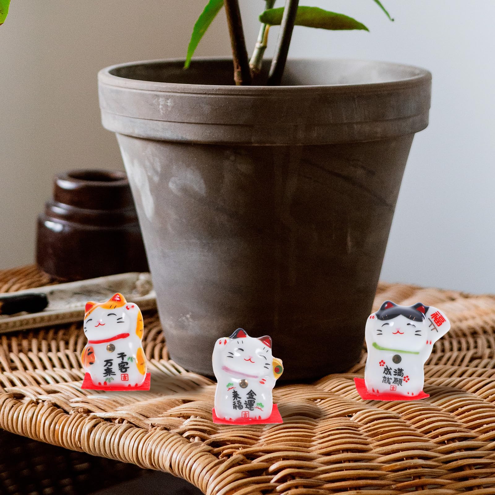 Lot De 5 Maneki Neko – Chats Porte-bonheur – 5 Cm – 5 Coloris – Figurines Intérieur