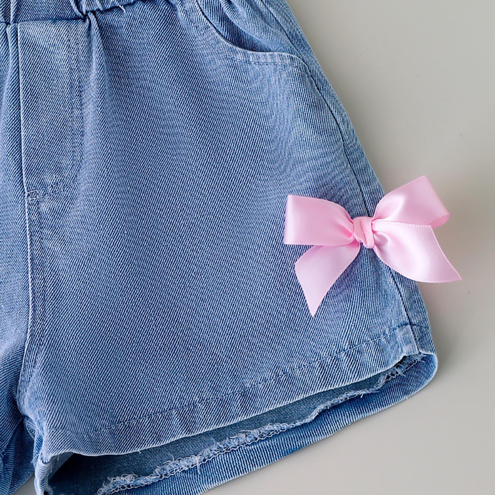Conjunto Ropa para Niña Tee Shirt de Manga Corta y Pantalones Cortos Vaqueros Traje de Verano Conjuntos Moda Ocio dos Piezas para Niño — view 6