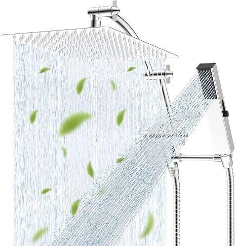 Miniatura 24 de Hibbent Alcachofa de ducha de lluvia filtrada todo metal de 12 pulgadas con combo de mano, varita de ducha de alta presión, brazo de extensión