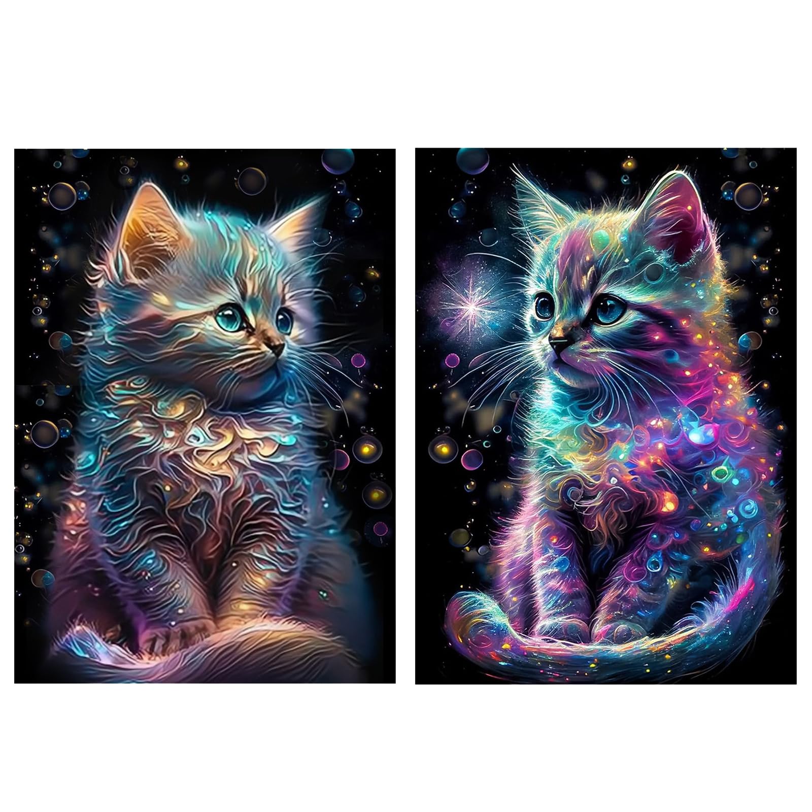 2 Piezas DIY Pintura Diamante Kit, Gato Diamond Painting Kits para Niños Niña 5D Diamond Painting Kit Completo Adultos para Decoración de interiores - 30x40cm