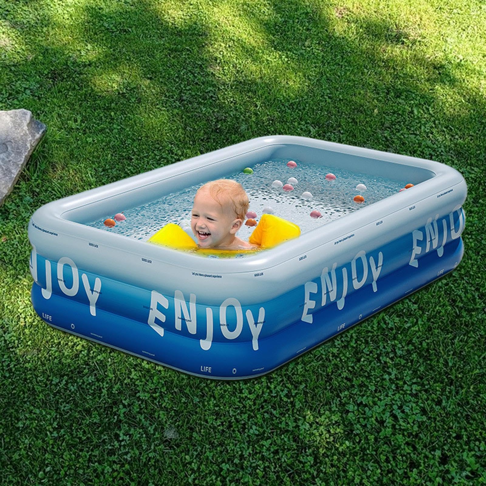 Piscina Hinchable Hinchable portátil Engrosada | Piscina familiar de natación y agua para Aire Libre, Patio Trasero, Patio, Jardín, Porche, Terraza, Césped, Playa, y