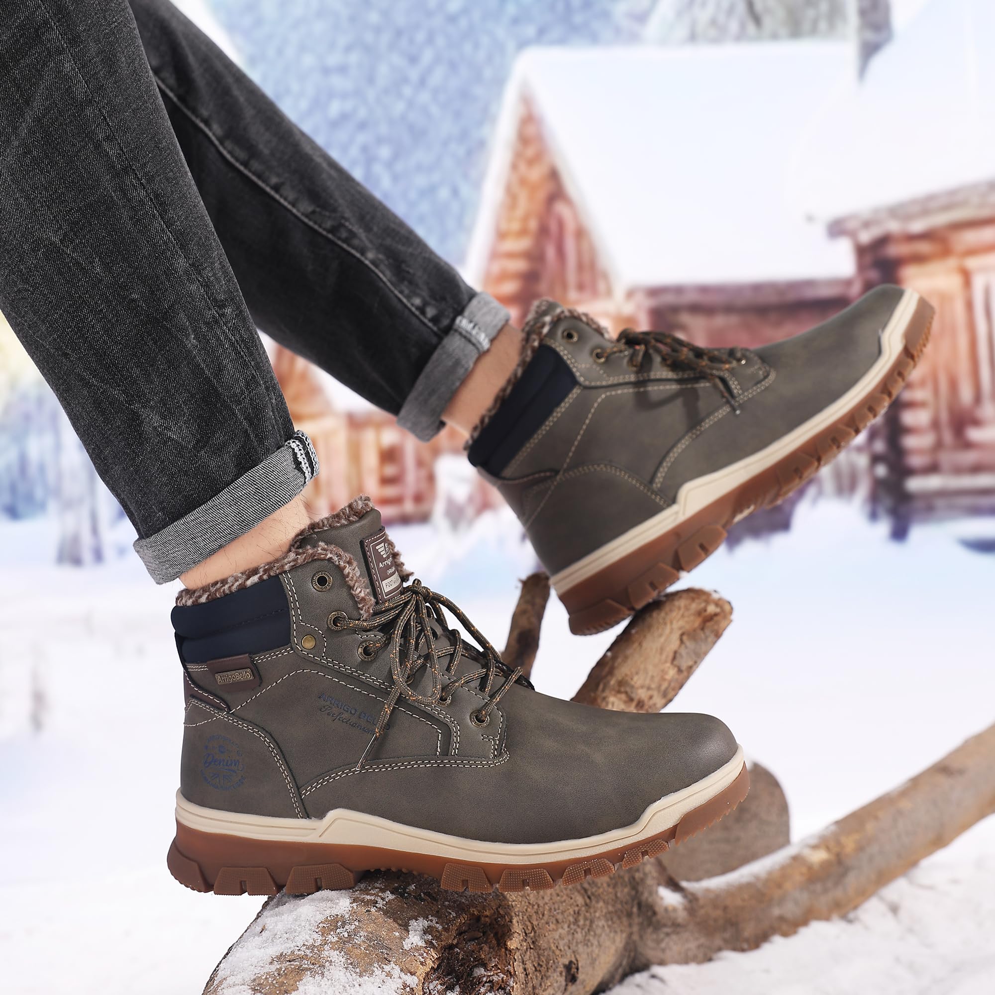 ARRIGO BELLO Stivali Uomo Invernali Scarpe Inverno Calda Foderato Montagna Antiscivolo Trekking Boots Scarponcini Neve Taglia 41-46EU