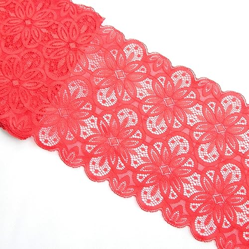 Miniatura 8 de 5 yardas de ancho 7 pulgadas Vintage Oval patrón elástico encaje ribete tela elástico encaje flores cinta para prendas de vestir artesanía