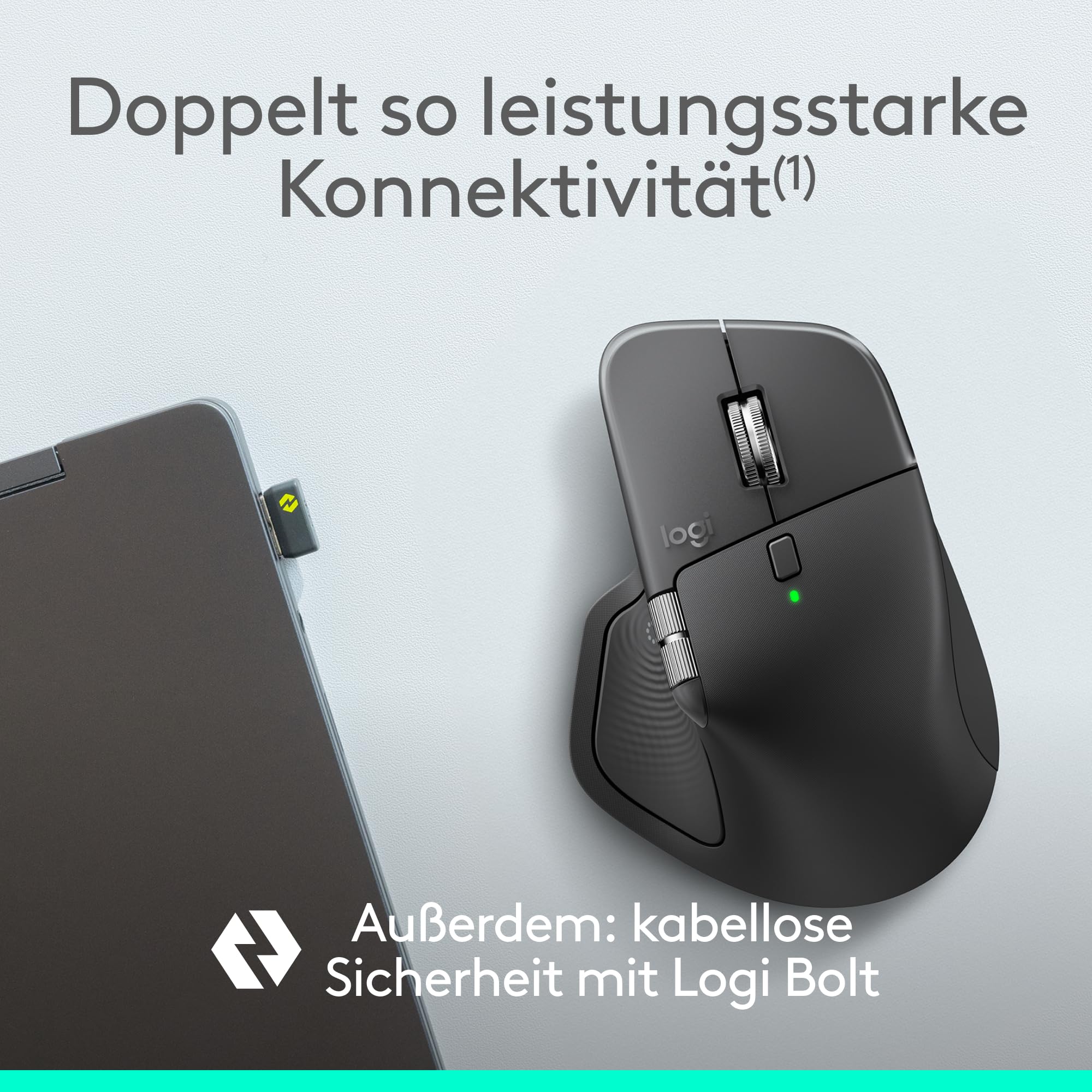 Logitech MX Master 4 for Business, kabellose Maus mit leisen Klicks, 8K DPI, MagSpeed-Scrollrad, Logi Bolt Empfänger, Bluetooth, Actions Ring, Haptik, Aufladen über USB-C – Grafit