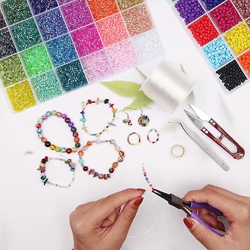 Vista 14 de EuTengHao Kit de 9600 cuentas de tubo de cristal con semillas de corneta, pequeñas cuentas para manualidades, pulseras, collares, manualidades