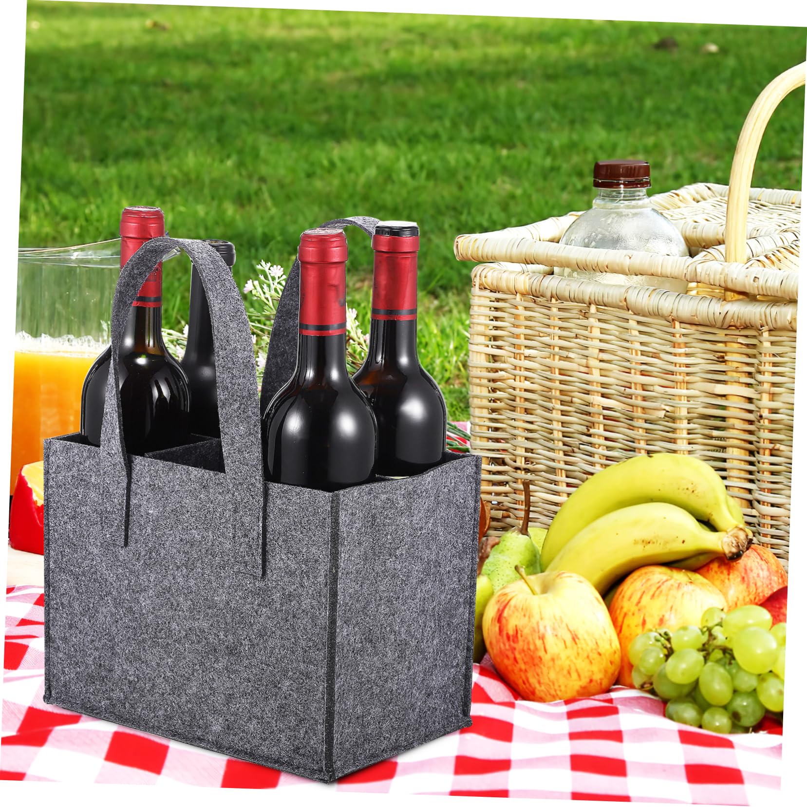SEWACC Porte-Bouteilles 4 Pièces, Paquet à Main en Feutre pour 6 Bouteilles