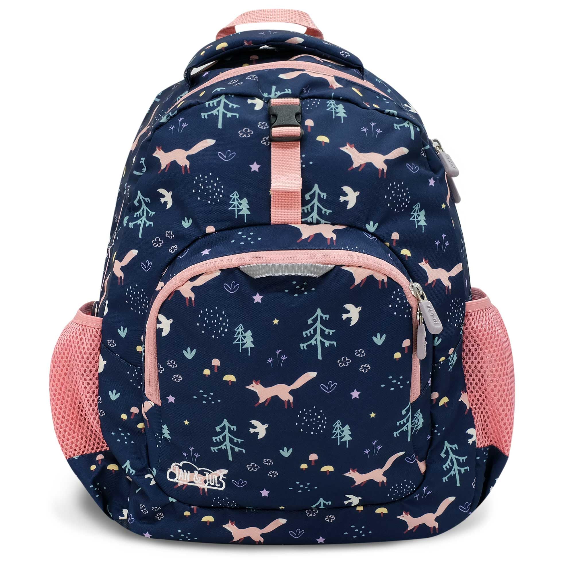 JAN JUL Girls Water Resistant Backpack for School Lightweight Schoolbag for Kids Navy Forest One Size