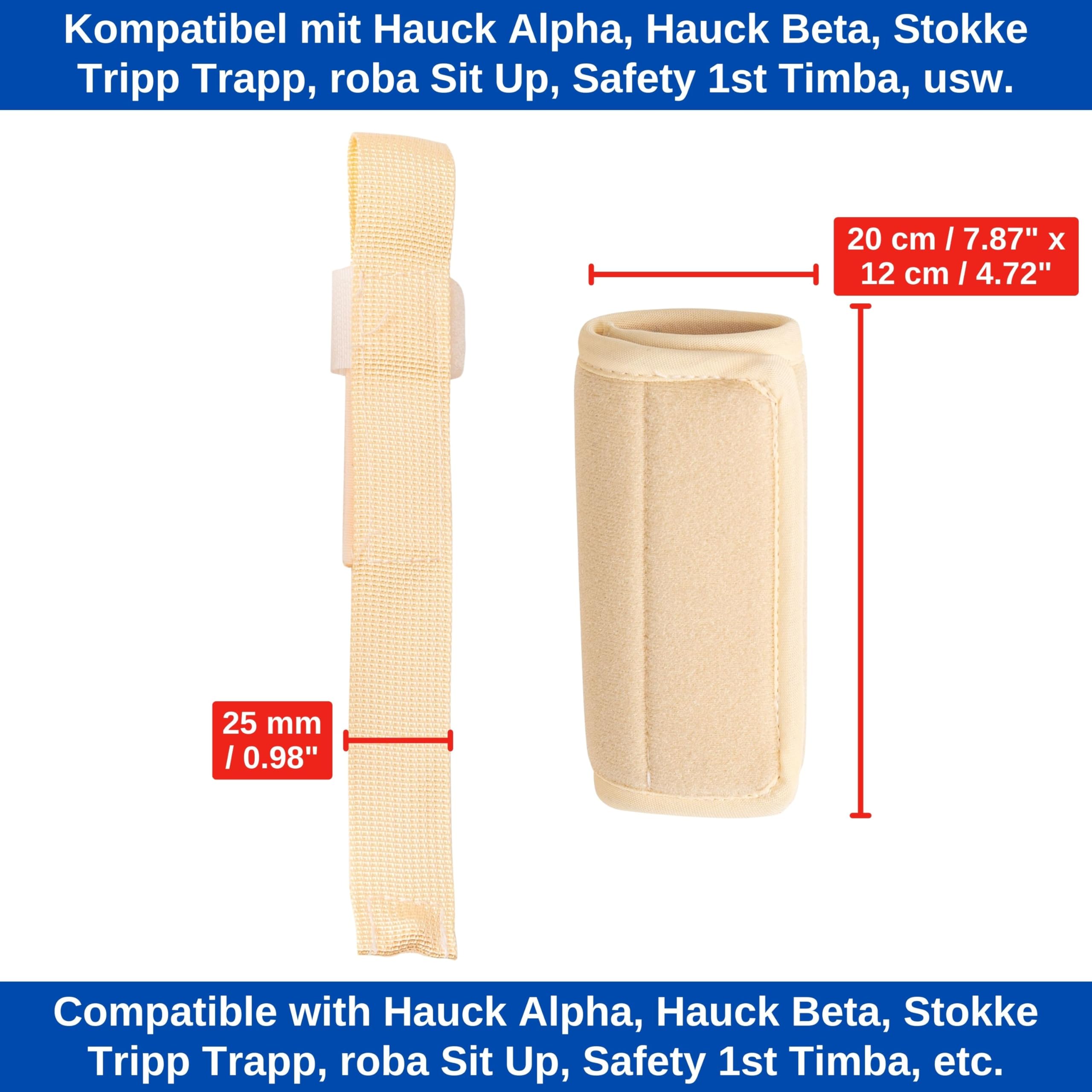 Crotch Strap with Harness pad Set for highchair 2 Pack, Beige, Harness Straps Compatible with Hauck Alpha Beta - Image 4