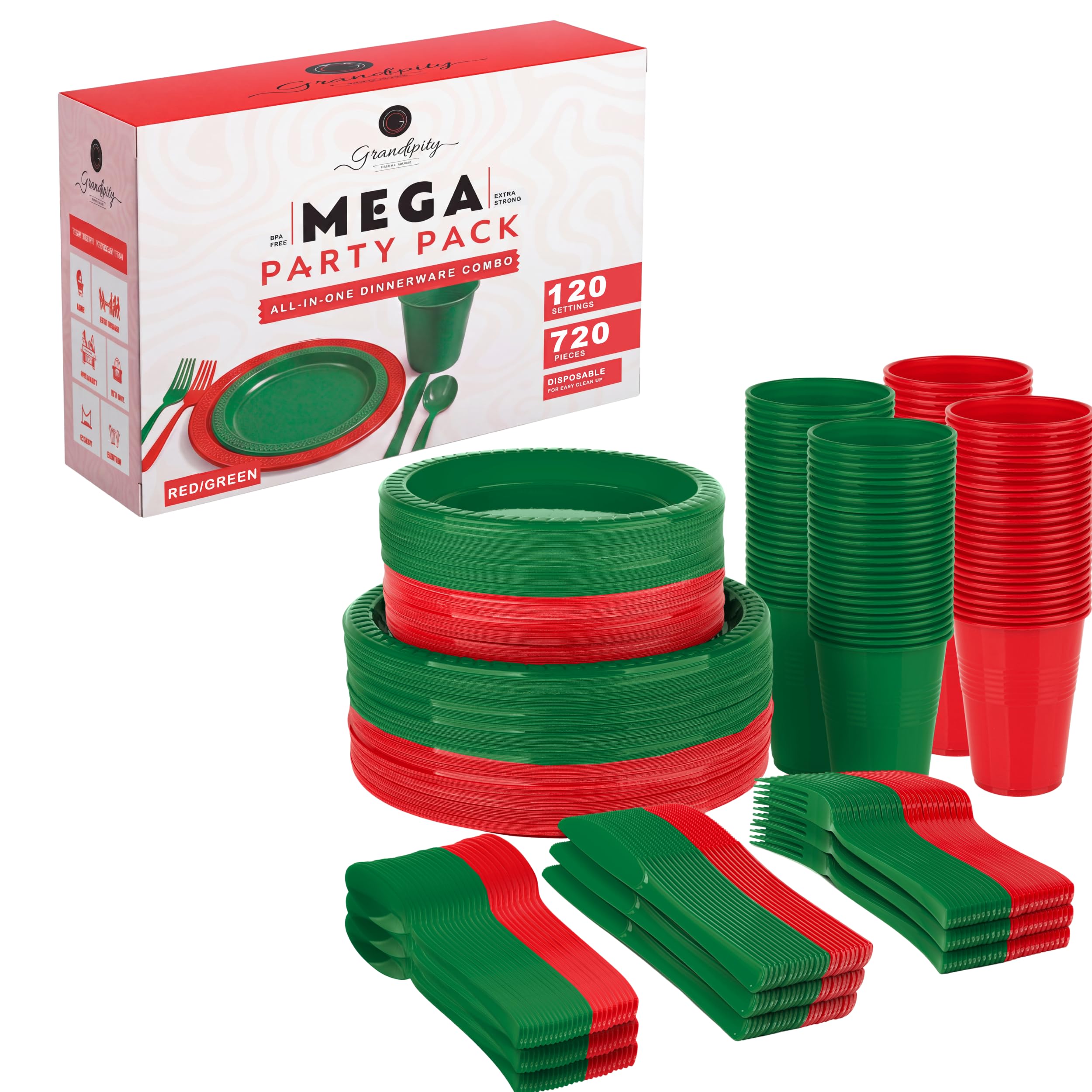 Grandipity Disposable Dinnerware Sets - 720 Piece -8
