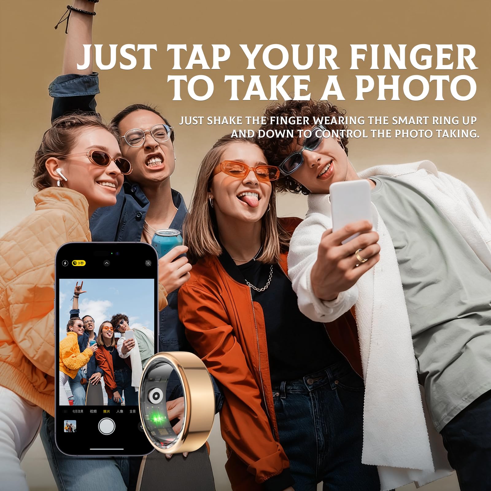 Bague Connectée Smart Ring pour Femme et Homme, Tracker Fitness avec Moniteur Fréquence Cardiaque, Sommeil, 100+ Sports, Podomètre, Étanche IP68, Sans Abonnement pour iOS/Android (Argenté, 9)