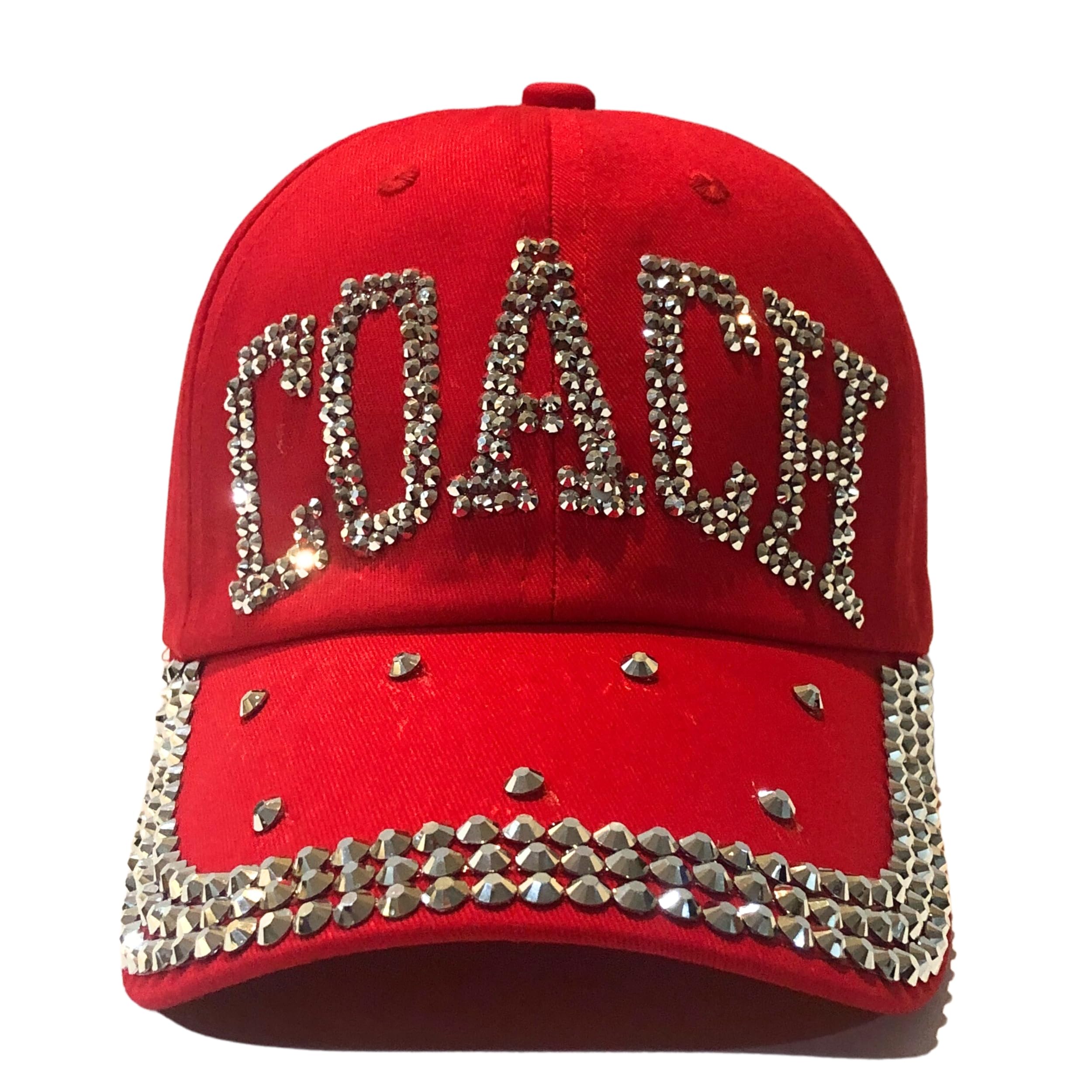 Popfizzy Bling Coach Hat with Rhinestones for Women, Best Cheer & Sports Coach Hat Gifts