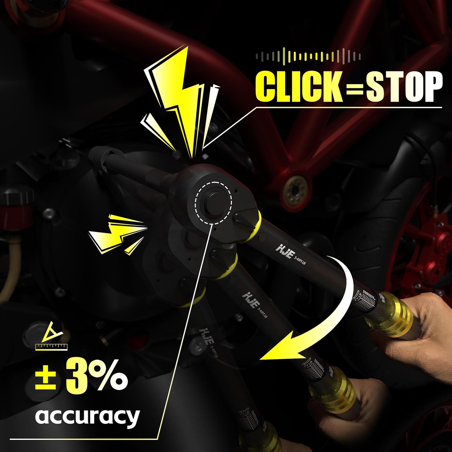 KJE 3PCS Torque Wrench Set, 1/4 & 3/8 & 1/2-Inch Drive 72-Tooth Adjustable Click Torque Wrenches, Maximum 170 ft.lb, Dual-Scales/Direction, ±3% Accuracy, For Bike, Motorcycle, Car, Lug nut, Automotive