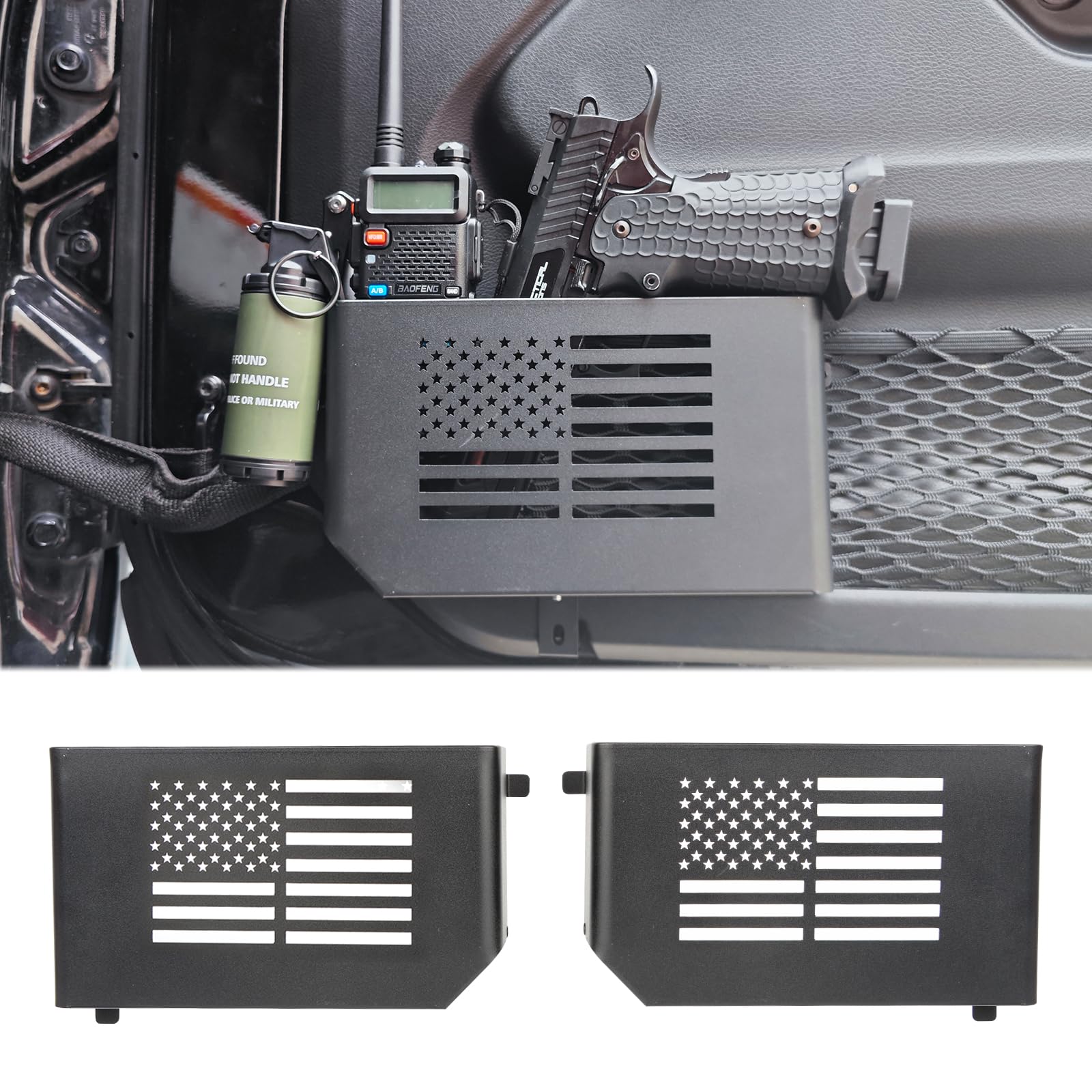 Guina Door Side Insert Storage Bins Fit Jeep Wrangler JL 2018-2024 JL JLU 4XE Rubicon Sport Sahara Gladiator JT Storage Accessories (Does Not Fit Rear Door)