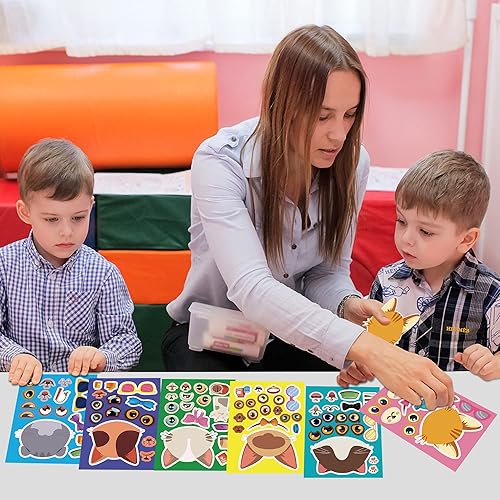 Miniatura 2 de Dorgua Make-a-face - Juego de calcomanías para niños, amantes de los gatos, calcomanías para manualidades, decoración de calcomanías para la cara,