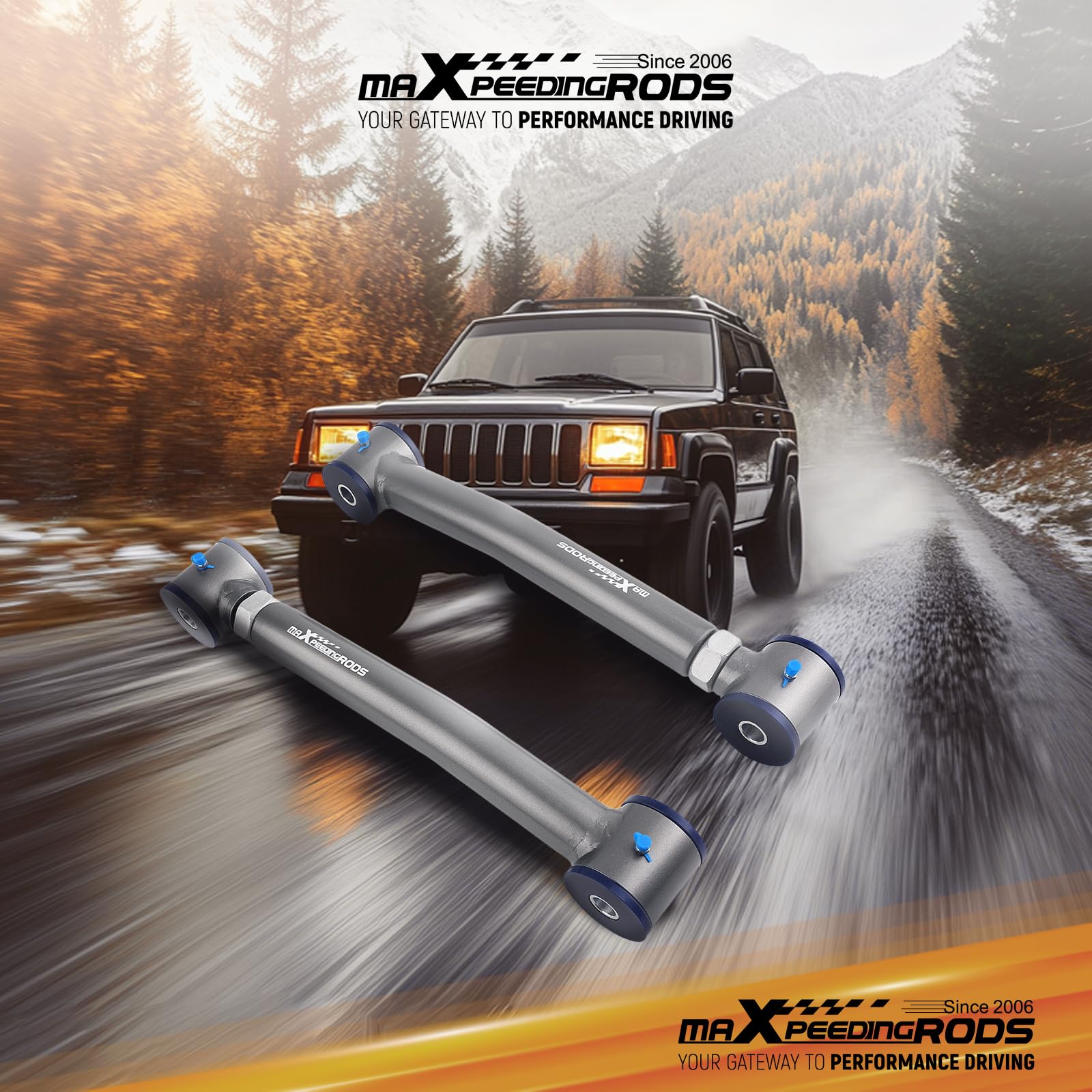 maXpeedingrods 2x Bras de Suspension pour Jeep Wrangler TJ, Cherokee XJ/ZJ | Pour Cherokee Xj 1984–2001, Grand Cherokee Zj 1993–1998, Convient Aux VéHicules Avec Une SuréLéVation De 0 à 10 Cm.