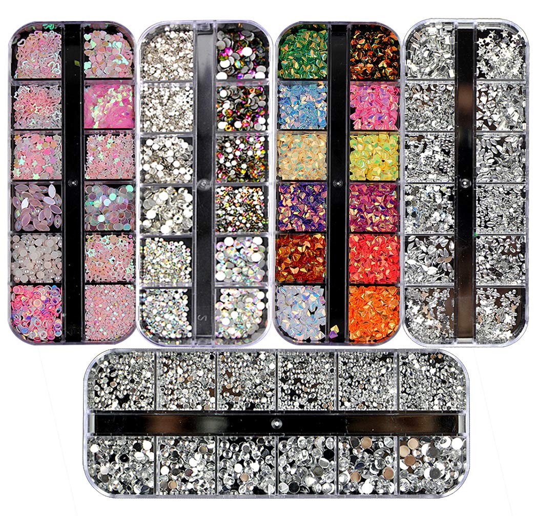 Ranvi 3000 Pieces Nail Rhinestone Horse Eye Diamond Drop Shaped Diamond Multicolor Suitable for Nail Art DIY Crafts Phone Clothes Shoes(5 Boxes)