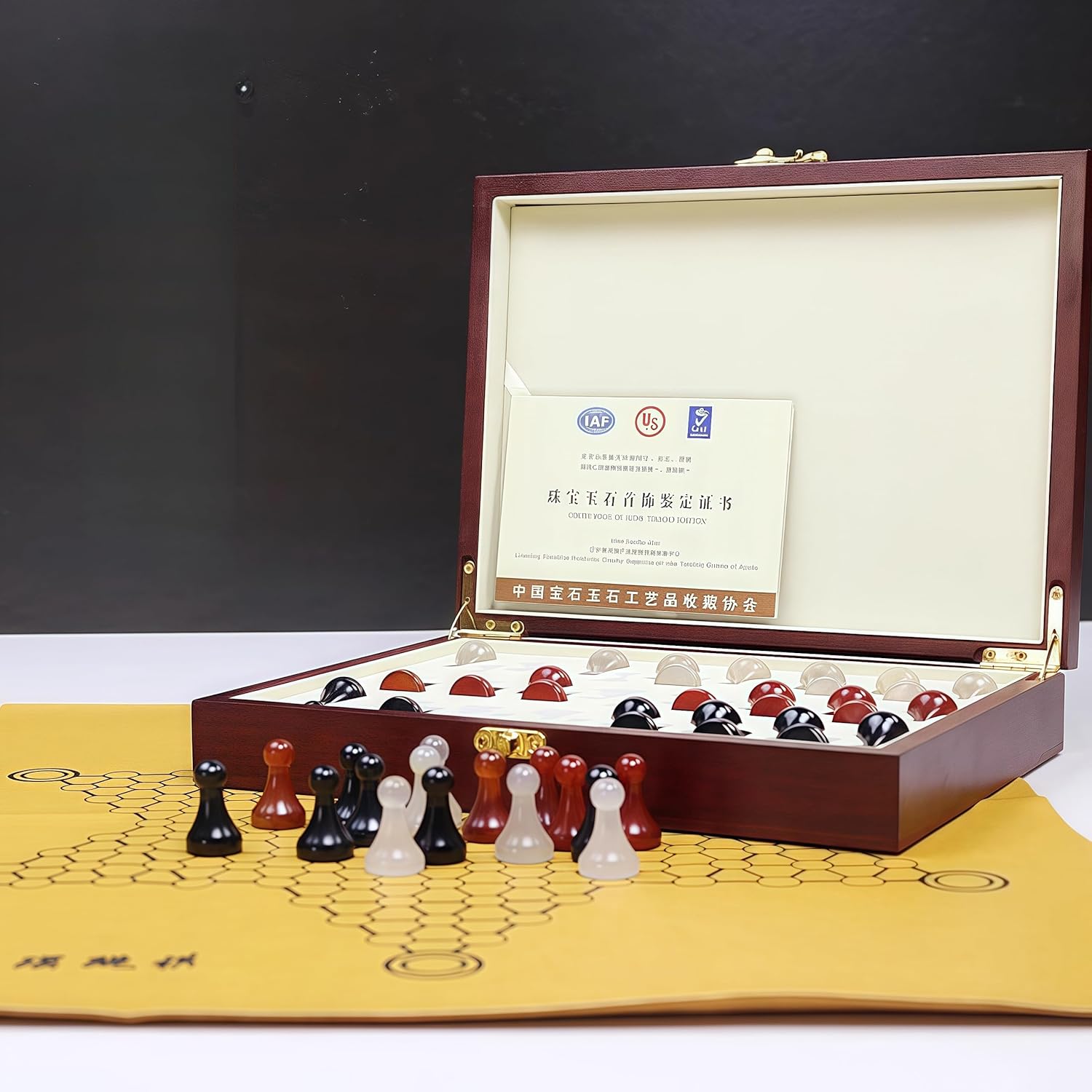 Natural Crystal Jade Chinese Checkers Board Game - Travel Games Sets, Chinese Decor & Gifts, Chinese New Year Decor