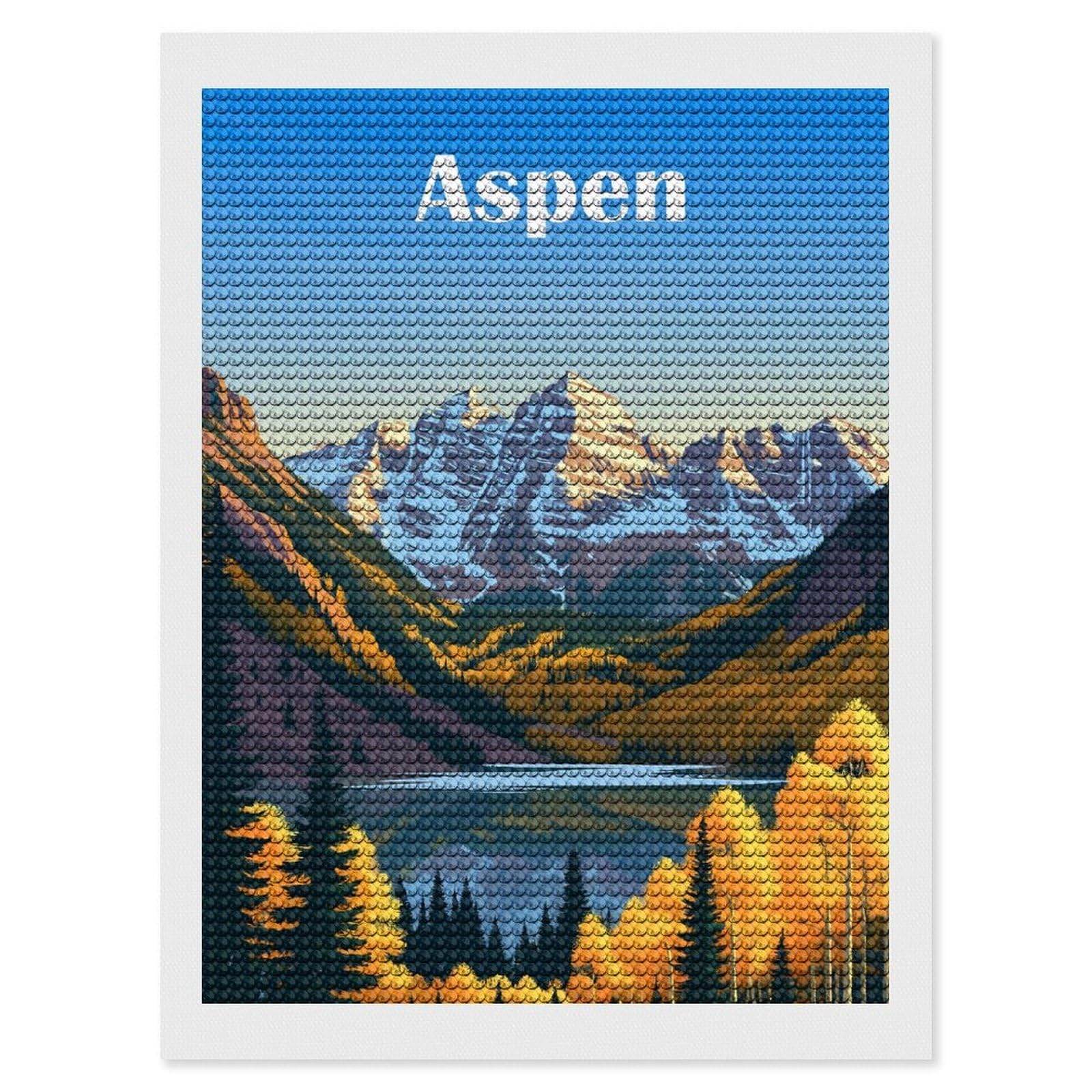 Junmoney Aspen Colorado Diamond Painting Kit 12"x16", Easy Handmade Project, Easy to Enjoy, Aesthetic Room Decor, Christmas Gift