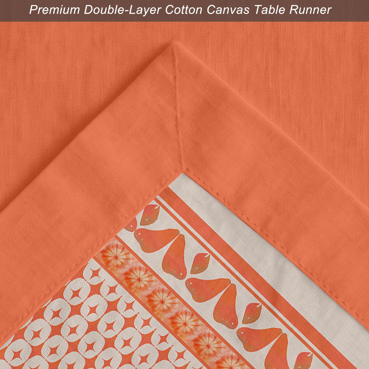 Premium Cotton Table Runner - Lightweight Double Layer - Border Design - Machine Washable Farmhouse Table Decor - Tie & Dye