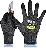 DEX FIT Level 5 Cut Resistant Gloves Cru553, 3D-Comfort Fit, Power Grip, Professional, Durable, Touchscreen, Thin, Cool 3 pr Large Blackgrey