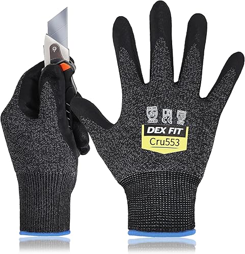 Miniatura 9 de DEX FIT Level 5 Cut Resistant Gloves Cru553, 3D-Comfort Fit, Power Grip, Professional, Durable, Touchscreen, Thin, Cool Azul