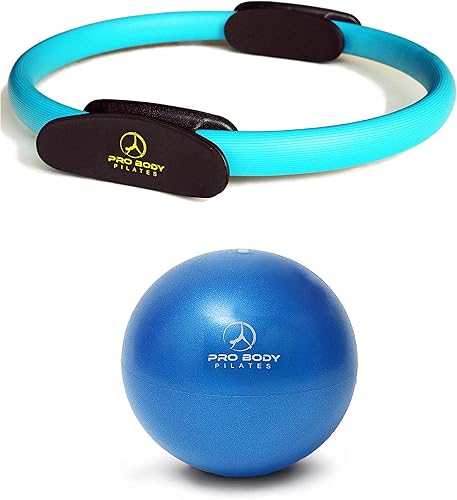 ProBody Pilates Anillo y mini pelota de ejercicio (2 piezas)  Paquete de círculo mágico y bola de barra para estabilidad, barras, yoga,