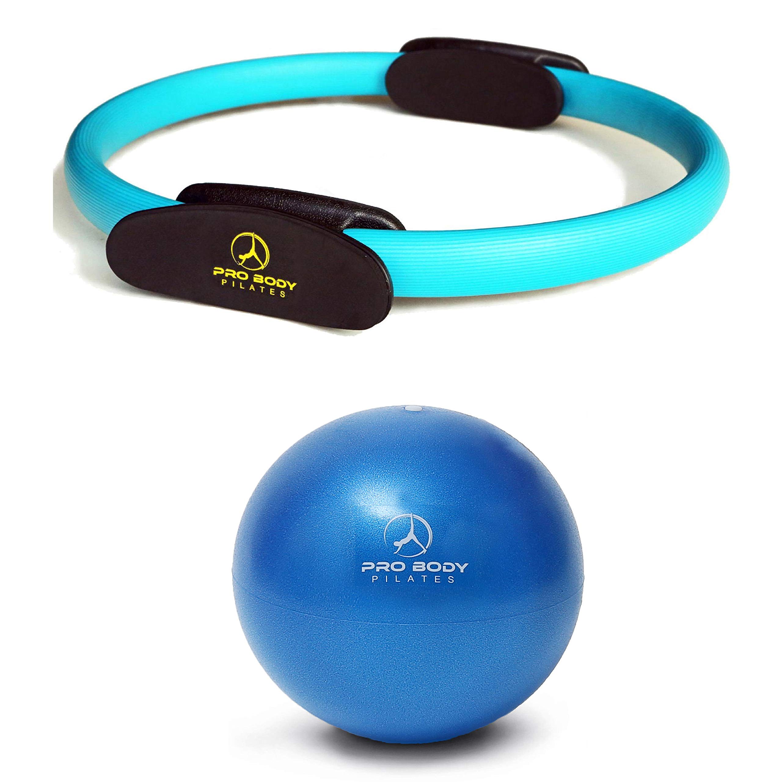 ProBody PilatesRing and Mini Exercise Ball (2 pcs) - Magic Circle and Barre Ball Bundle for Stability, Barre, Yoga, Core Training and Physical Therapy