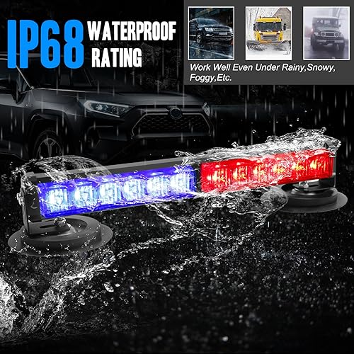 Miniatura 7 de OPPBUY Barra de luz estroboscópica LED para techo, luz estroboscópica inalámbrica recargable de advertencia de emergencia, 17 modos intermitentes,