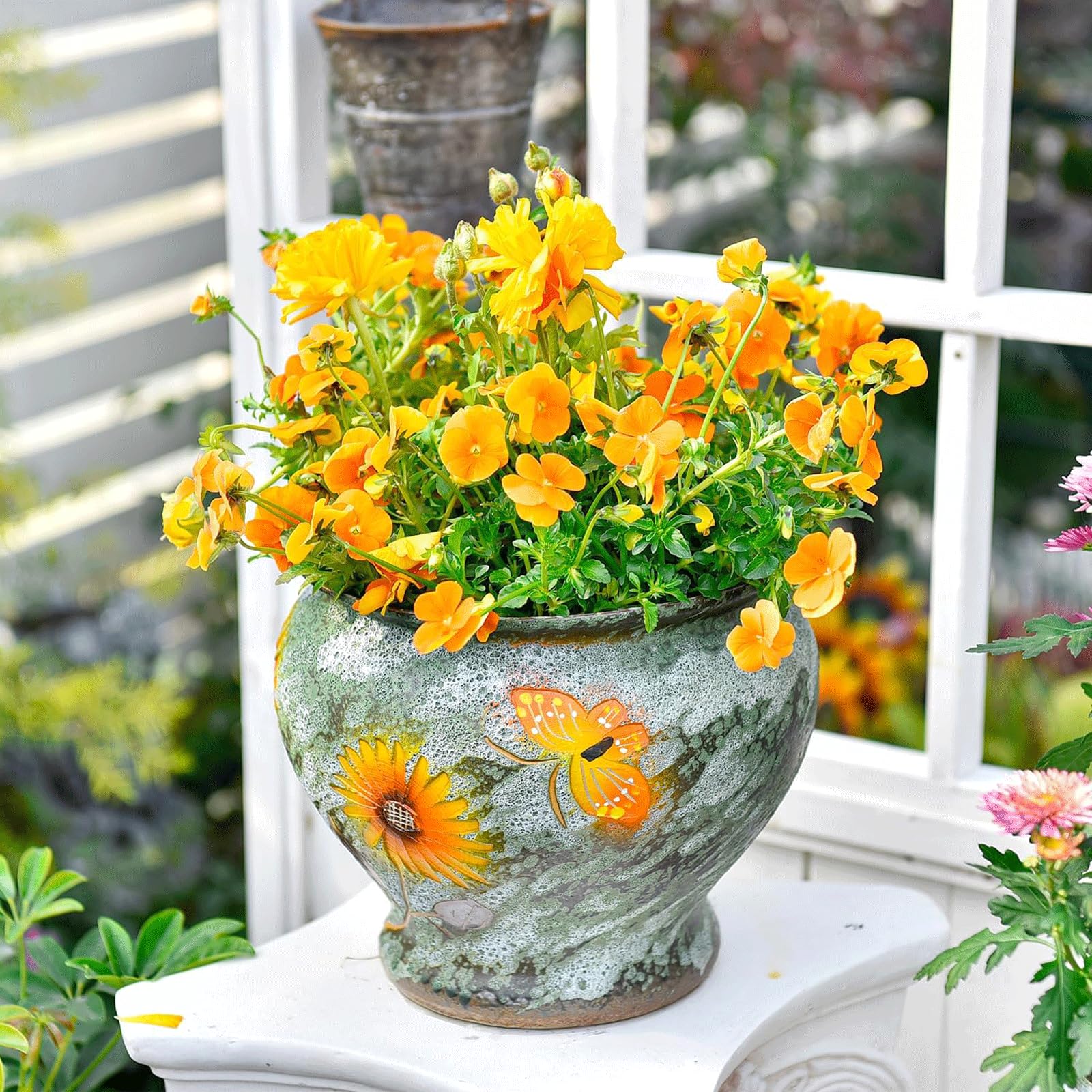 Sukkulenten Keramik Blumentopf mit Drainageloch, Barockstil, Pflanzkübel für Innen und Außen Perfekt für Blumen, Ideale Pflanzentöpfe für Zimmerpflanzen, Kleine Pflanzgefäße