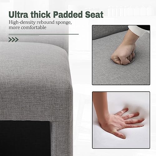 Miniatura 3 de Juego de 8 sillas de comedor tapizadas modernas para cocina y comedor, sillas de comedor de tela de lino con marco de madera, color gris