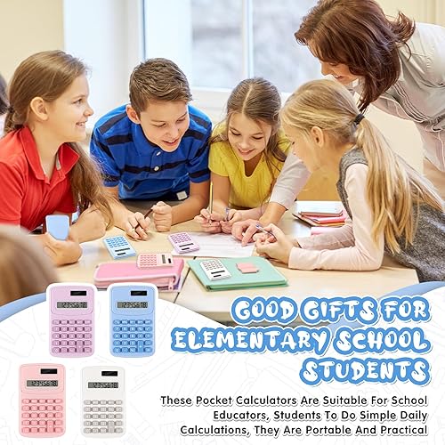 Miniatura 4 de LEIFIDE Paquete de 24 calculadoras de bolsillo, calculadora básica de 4 funciones, pantalla de 8 dígitos, funciona con pilas para escritorio, hogar,