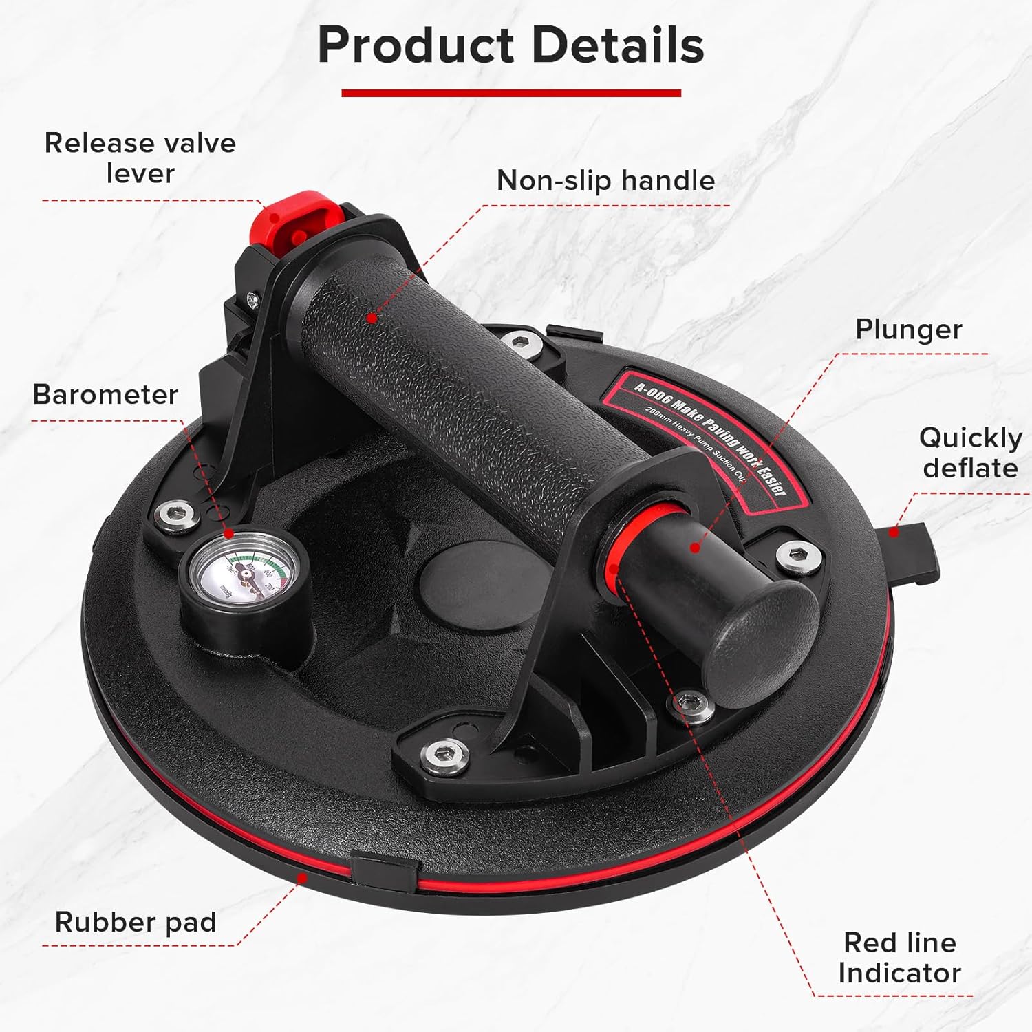 Glass Suction Cups,8"Heavy Duty Suction Cups 662 lbs Load Capacity Powerful Industrial with Pressure Gauge for Lifting Large Glass Tile Granite,Includes Carrying Case(2pack) Brand: TIJUNIK