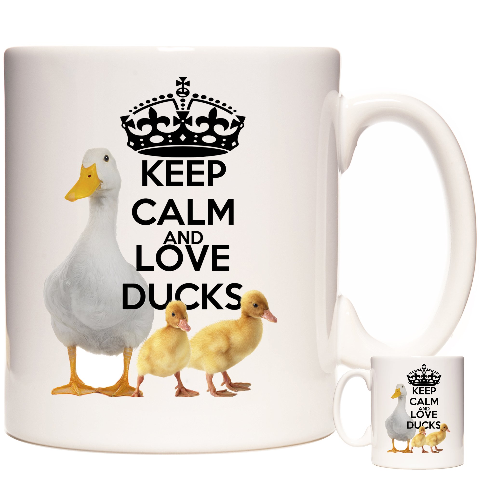 Kazmugz White Keep Calm And Love Ducks - 11Oz Ceramic Duck Gift Coffee Mug Featuring Duck With Ducklings