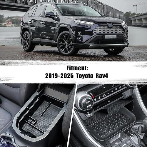 Miniatura 2 de 2PCS Center Console Organizer Tray and Armrest Storage Box Compatible with Toyota RAV4 2025 2024 2023 2022 2021 2020 2019 Insert Secondary Storage
