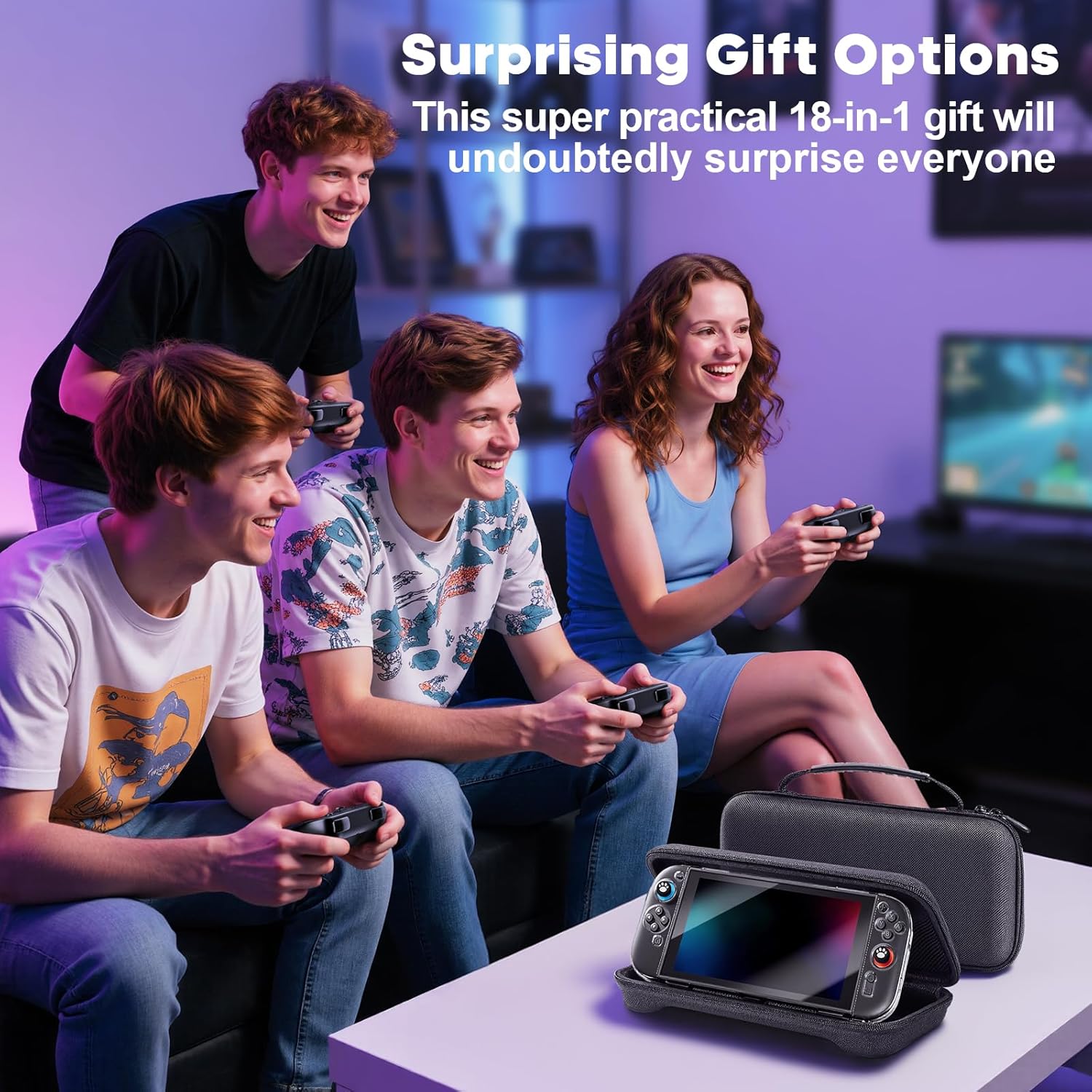 TPGSING Nintendo Switch 2 Accessories Bundle, 18 in 1 Kit for Switch 2 Gamer, Includes Carrying Case, Screen Protector, Joycon Grips, Steering Wheels, Stylus, Joycon Case, Console Protective Cover - Image 7