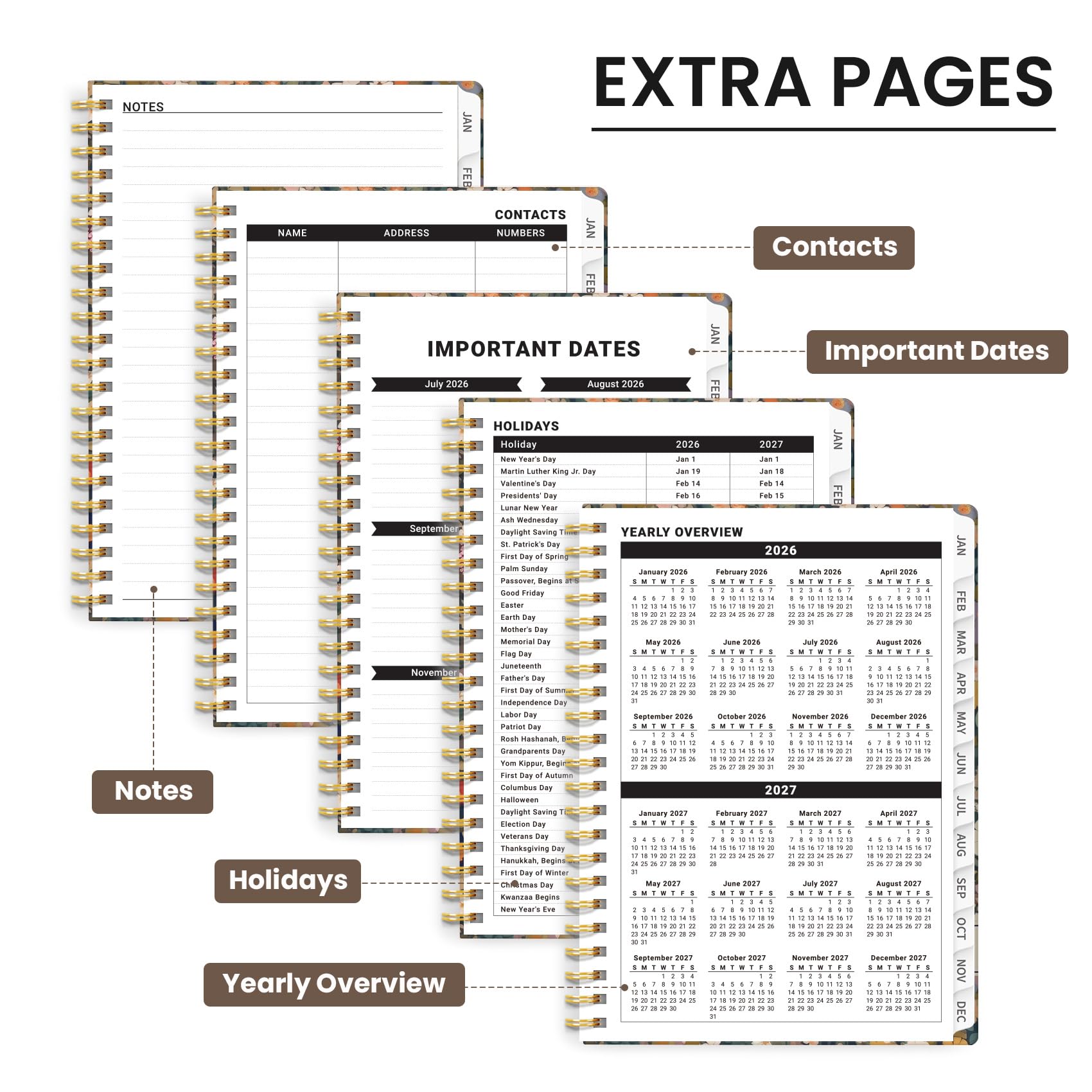 Hardcover 2026 Planner Weekly and Monthly Calendar Jan - Dec 2026 Planner Book with Tabs for Women Inner — view 5