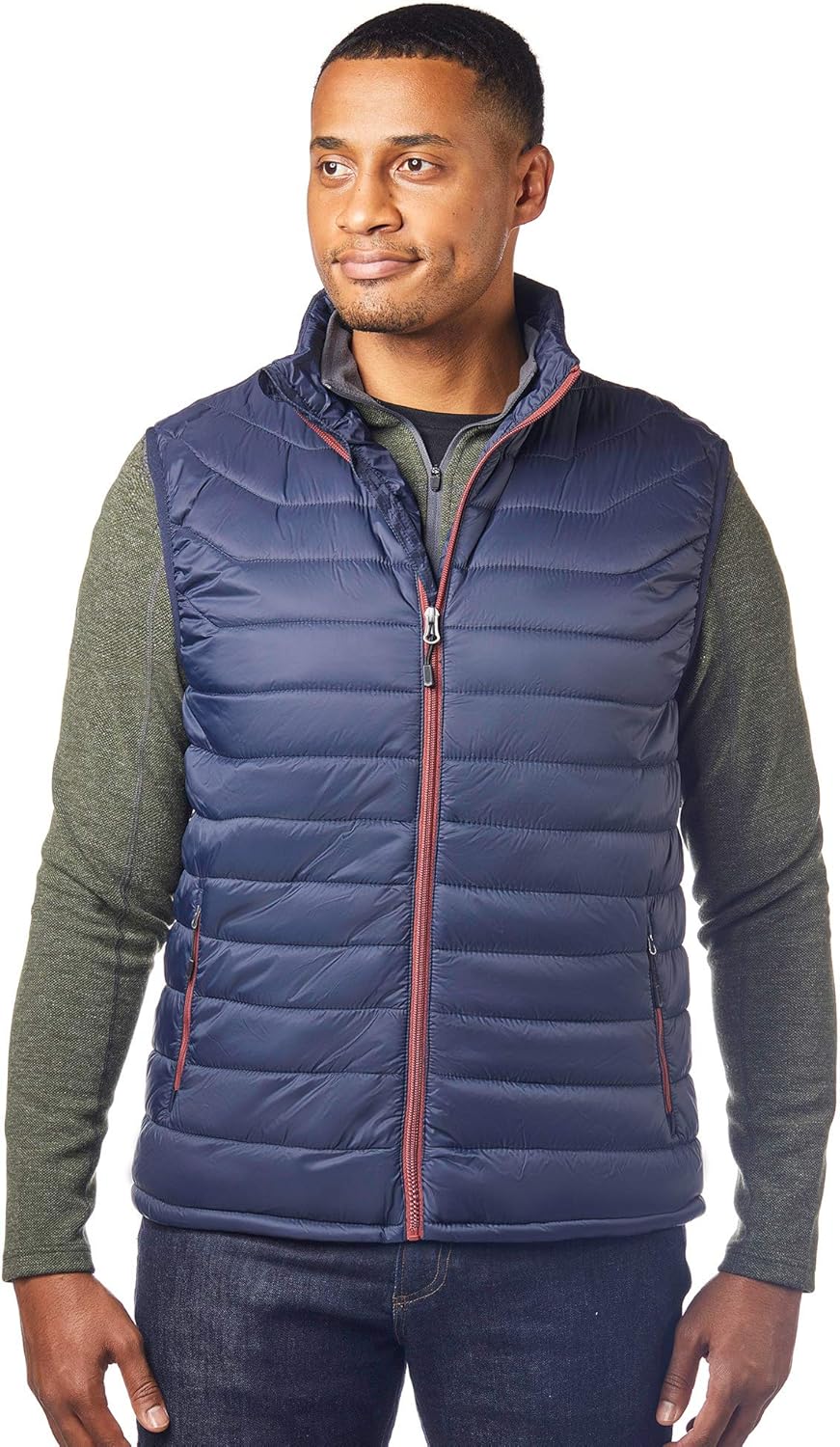 Landway Puffer Vest, Navy/Russet, L at Amazon Men’s Clothing store