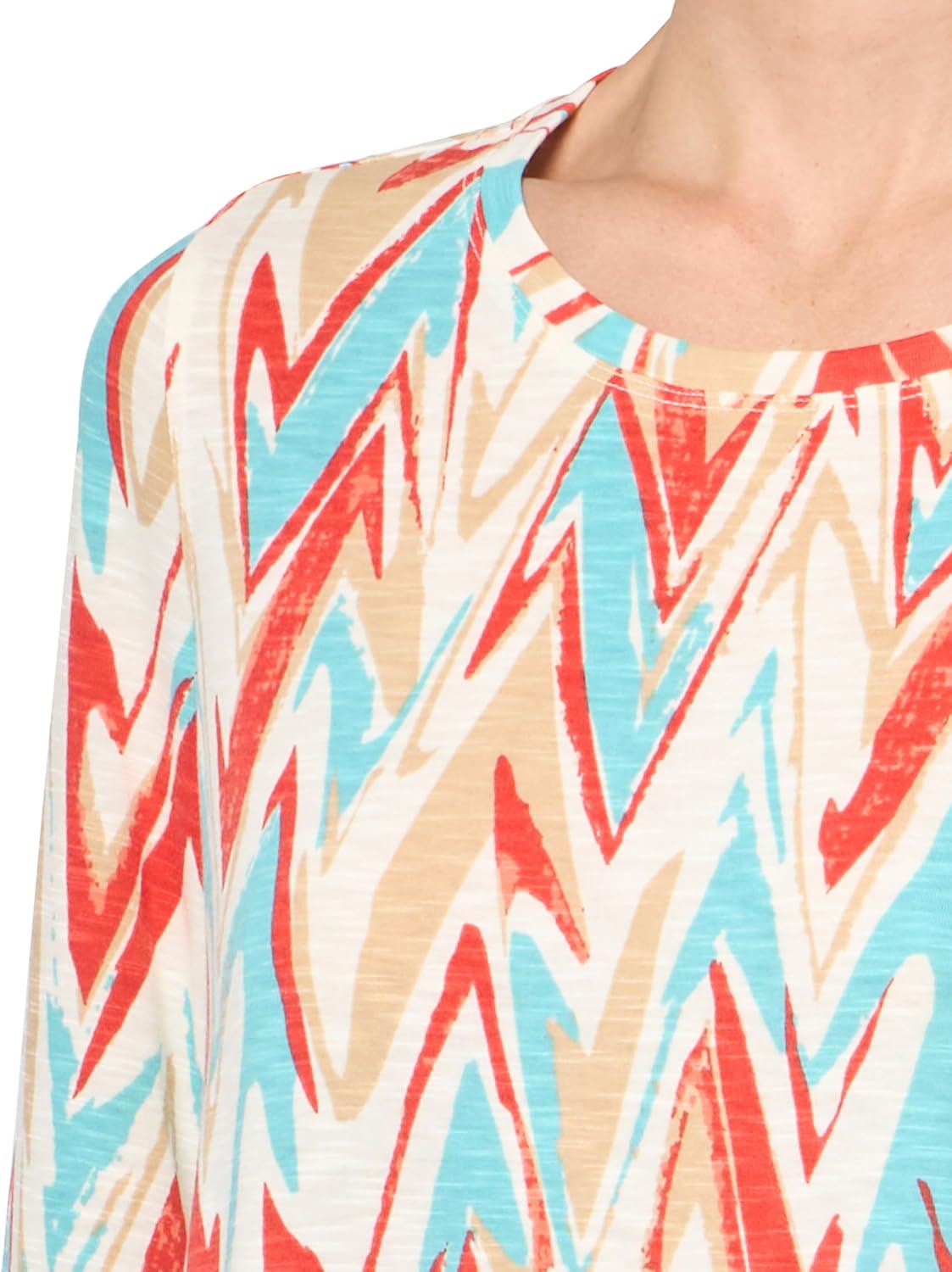 MULTIPLES Women's Three Quarters Flounce Sleeves Wide Neck Top - Image 3