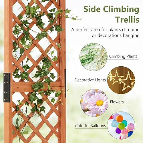 Miniatura 3 de S AFSTAR Cenador de madera para jardín de 84 pulgadas, soporte de fondo de madera de 88 pulgadas, arcos de boda, pérgola, arco de escalada para