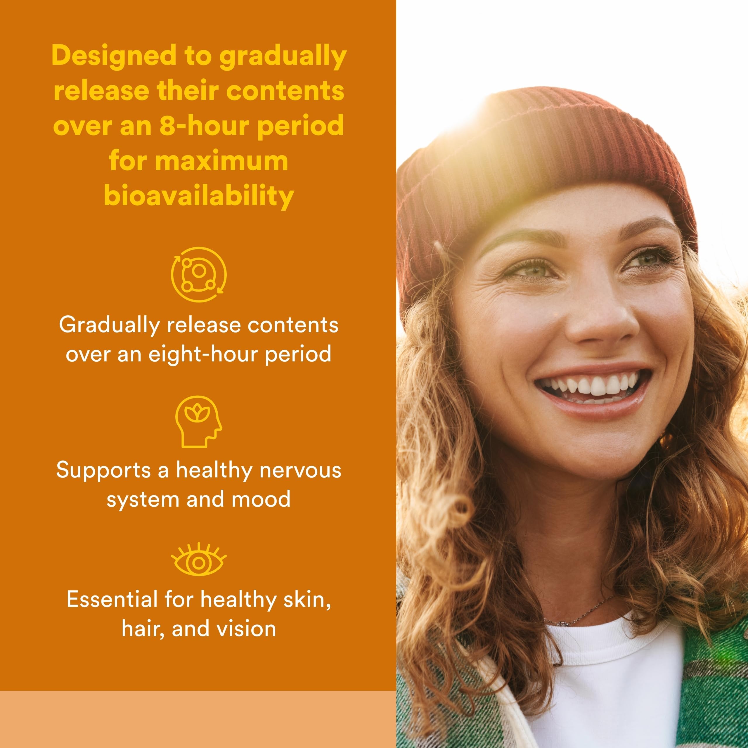 Natural Factors, Complete B 100 mg, Time Released Support for a Healthy Mood, Energy Levels, Skin, Hair and Vision, 90 tablets (90 servings) — Amazon image 2