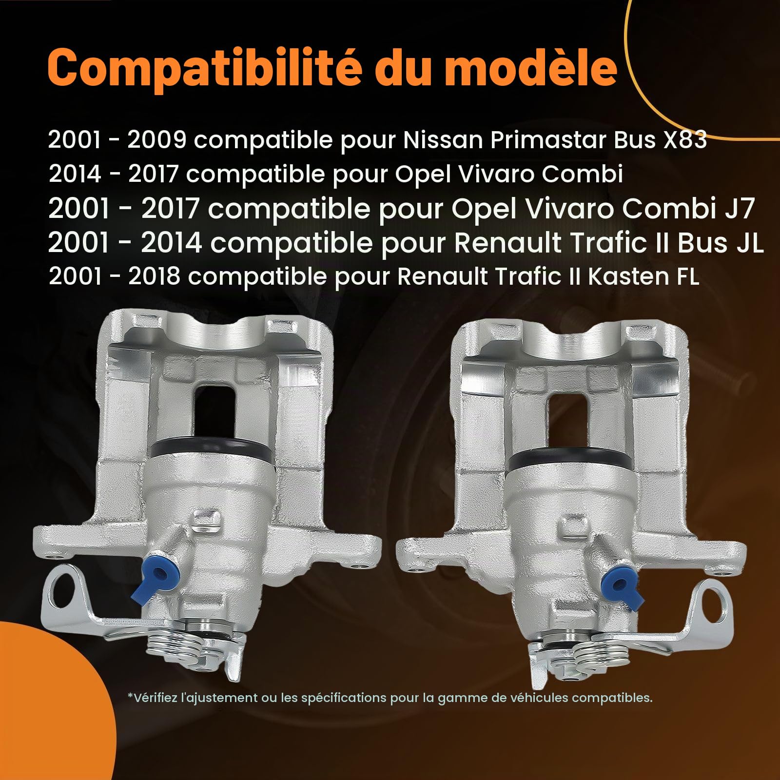 maXpeedingrods 2x Étriers de Frein Essieu Arrière pour avec Primaster X83 pour Renault Trafic 2/3, 4414622, 4418035, 7701056165, 7711135703