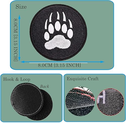 Miniatura 2 de Parche de pata de oso negro de 3 pulgadas  Gancho de garra de oso bordado con lazo táctico para chaleco, sombrero, bolsos, chaquetas, ropa, mochila