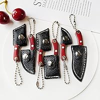 Vista 2 de STARDW Juego de cuchillos de bolsillo de acero damasceno, cuchillo EDC con vaina, juego de cuchillos llavero de mini chef, cosas pequeñas