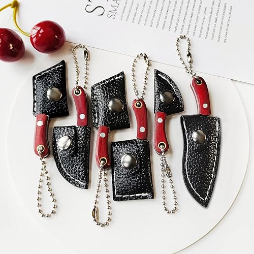 Miniatura 2 de STARDW Juego de cuchillos de bolsillo de acero damasceno, cuchillo EDC con vaina, juego de cuchillos llavero de mini chef, cosas pequeñas para