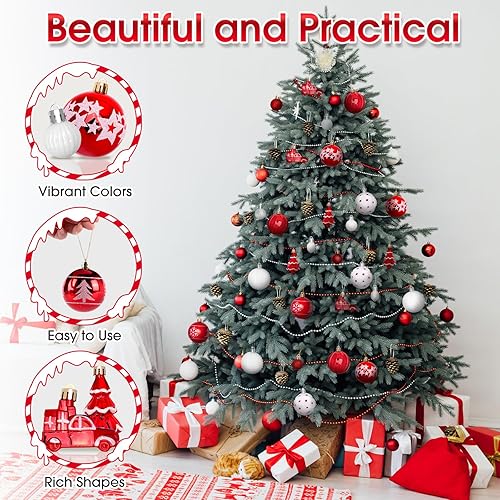 Miniatura 4 de DeckTheHalls 42 adornos de Navidad, varios estilos de adornos de bolas de Navidad, bolas de Navidad inastillables para decoración de árbol de
